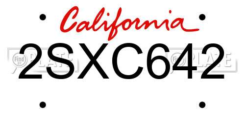 2SXC642 California License Plate