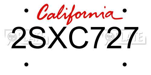 2SXC727 California License Plate