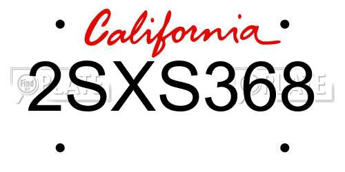 2SXS368 California License Plate