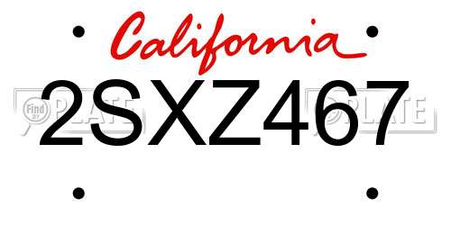 2SXZ467 California License Plate