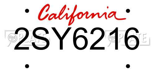 2SY6216 California License Plate