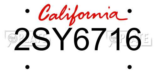 2SY6716 California License Plate