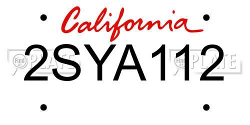 2SYA112 California License Plate