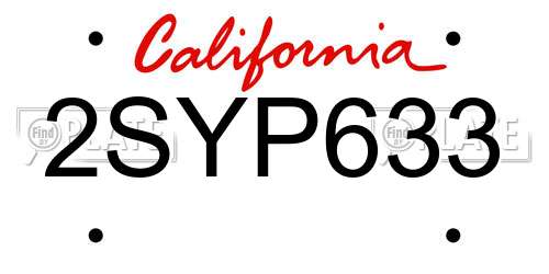 2SYP633 California License Plate