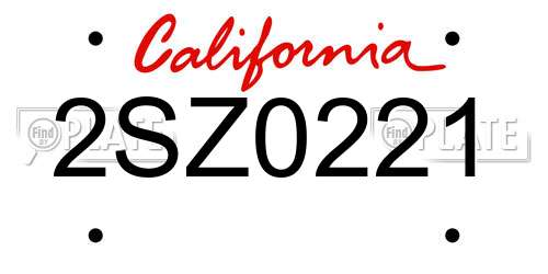 2SZ0221 California License Plate