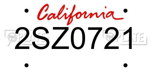 2SZ0721 California License Plate