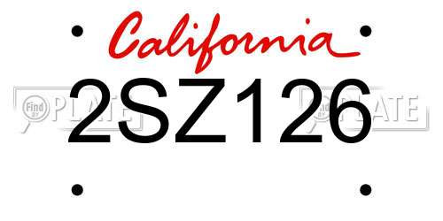 2SZ126 California License Plate