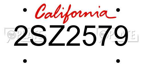 2SZ2579 California License Plate