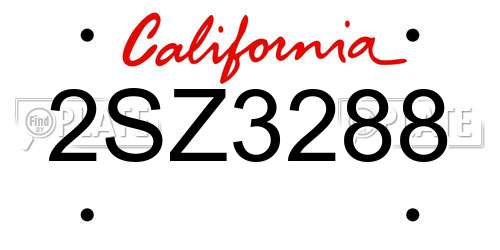 2SZ3288 California License Plate