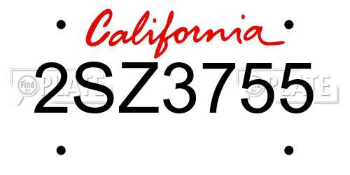 2SZ3755 California License Plate