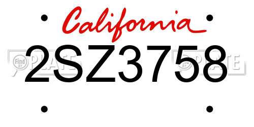 2SZ3758 California License Plate