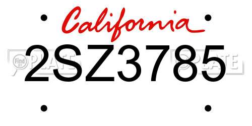 2SZ3785 California License Plate
