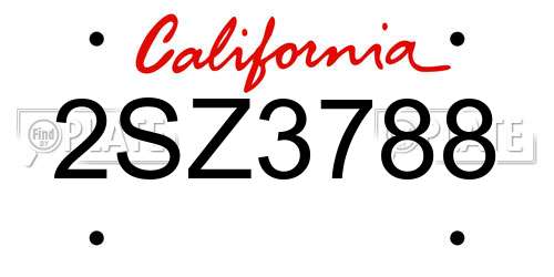 2SZ3788 California License Plate