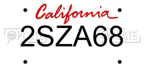 2SZA68 California License Plate