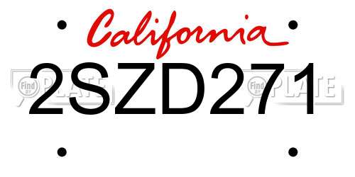 2SZD271 California License Plate