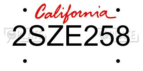 2SZE258 California License Plate