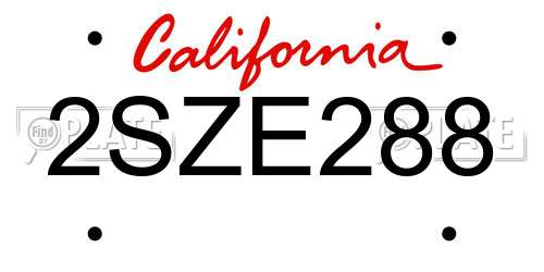 2SZE288 California License Plate