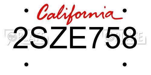 2SZE758 California License Plate