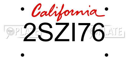 2SZI76 California License Plate