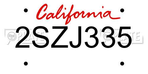 2SZJ335 California License Plate