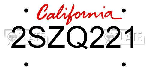 2SZQ221 California License Plate