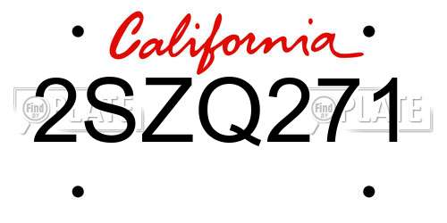 2SZQ271 California License Plate