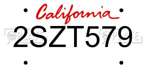 2SZT579 California License Plate