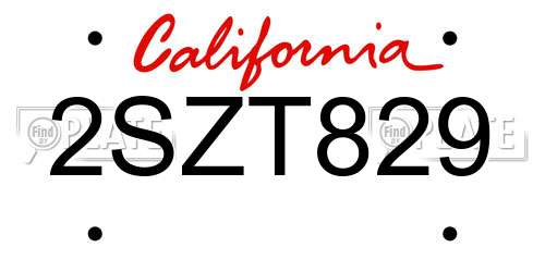 2SZT829 California License Plate