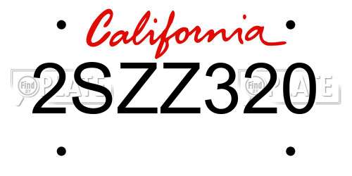 2SZZ320 California License Plate