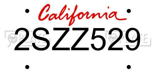 2SZZ529 California License Plate