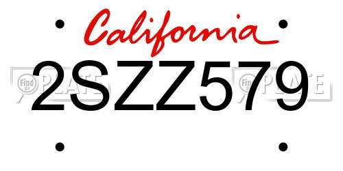 2SZZ579 California License Plate