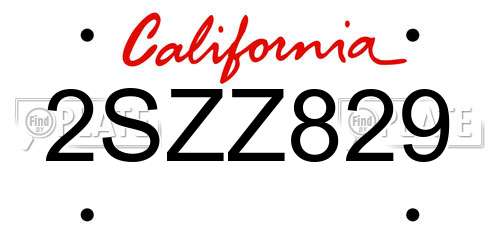 2SZZ829 California License Plate