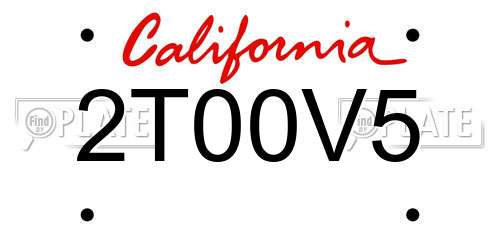 2T00V5 California License Plate