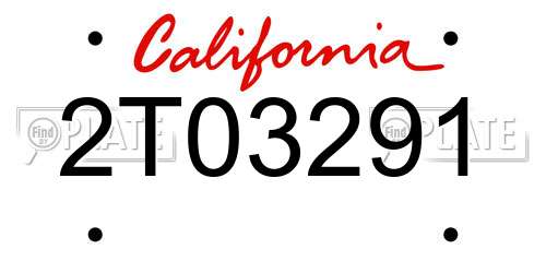 2T03291 California License Plate