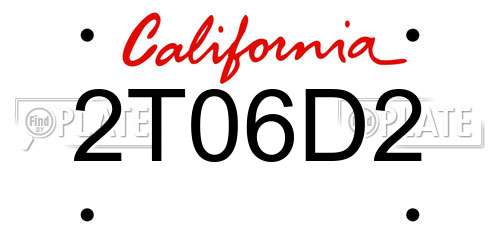 2T06D2 California License Plate