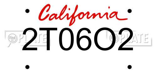 2T06O2 California License Plate