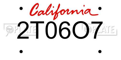 2T06O7 California License Plate