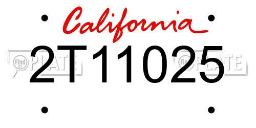 2T11025 California License Plate