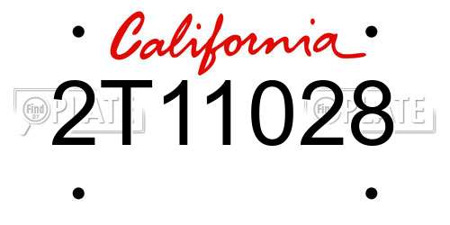 2T11028 California License Plate