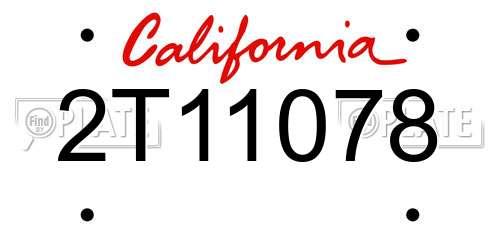 2T11078 California License Plate