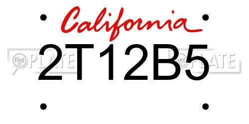 2T12B5 California License Plate