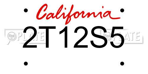 2T12S5 California License Plate