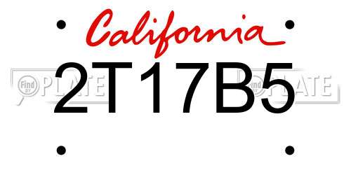 2T17B5 California License Plate