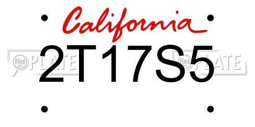 2T17S5 California License Plate