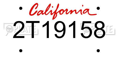 2T19158 California License Plate