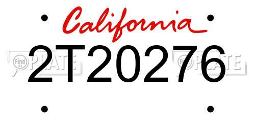 2T20276 California License Plate