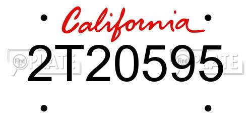 2T20595 California License Plate