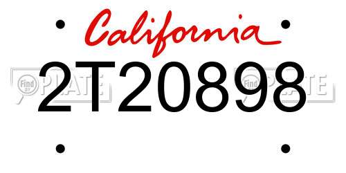 2T20898 California License Plate