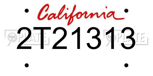2T21313 California License Plate