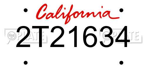 2T21634 California License Plate